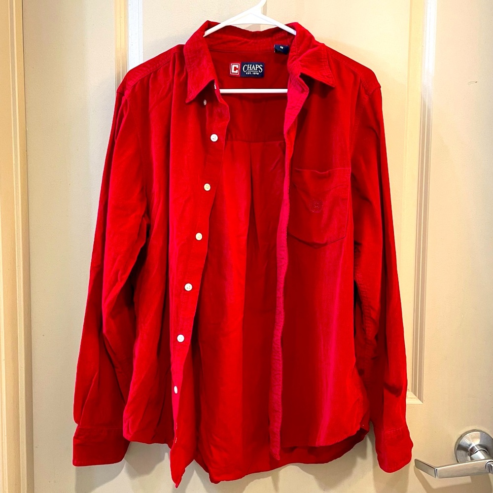 CHAPS red corduroy button shirt